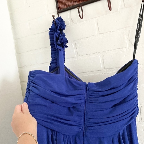 Joseph Ribkoff Mini Dress Gown Formal Asymmetrical Rosette Cobalt blue 10 - Picture 9 of 14